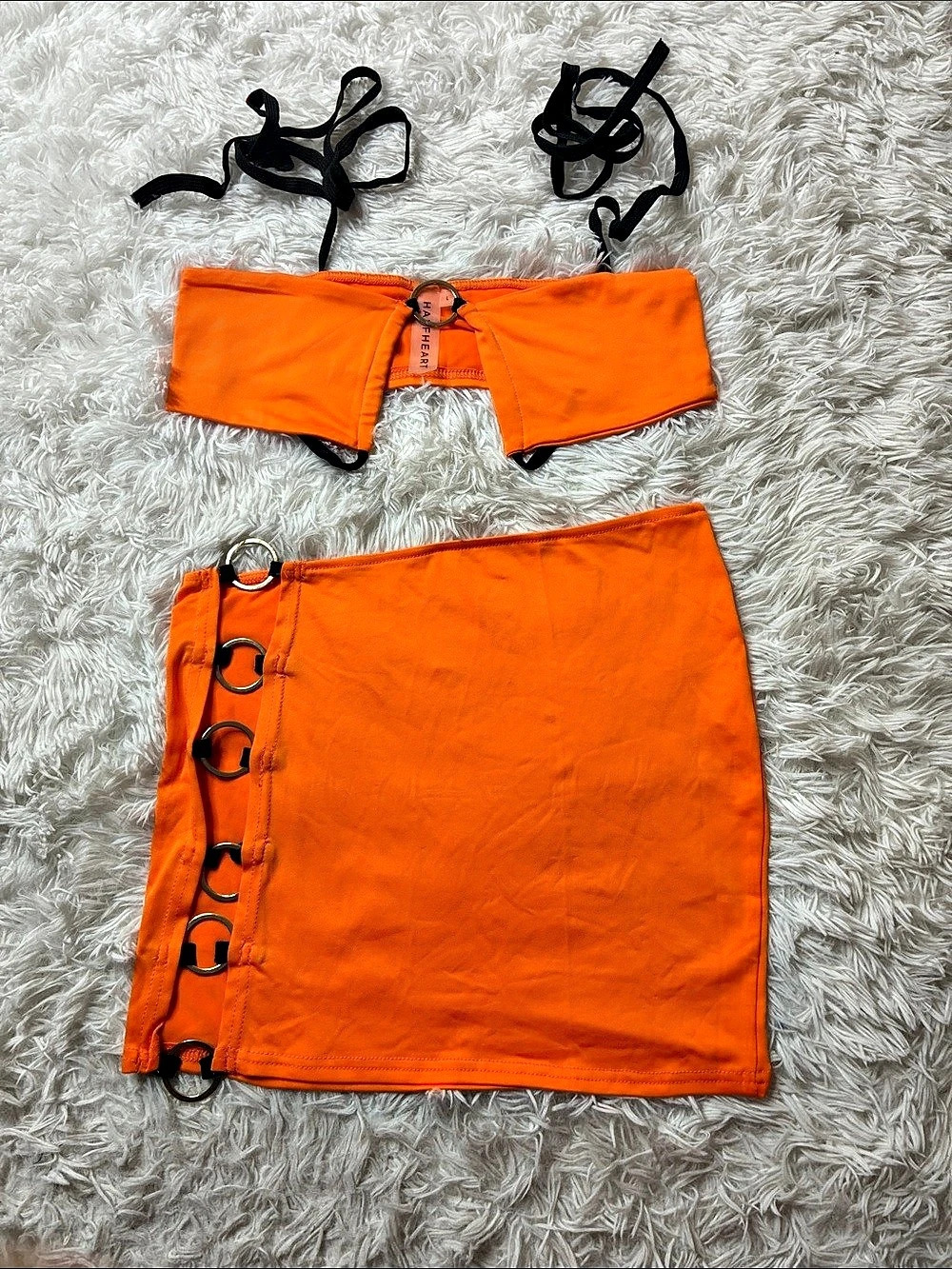 HALFHEART Orange Mini Skirt Set